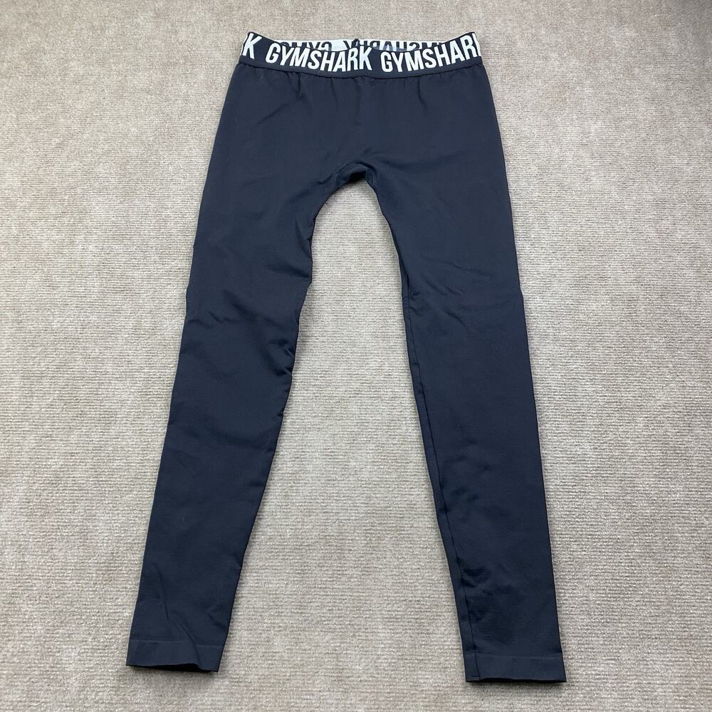 Gymshark Women’s Size S Black White Logo Waistband Flex Low Rise Fit Leggings